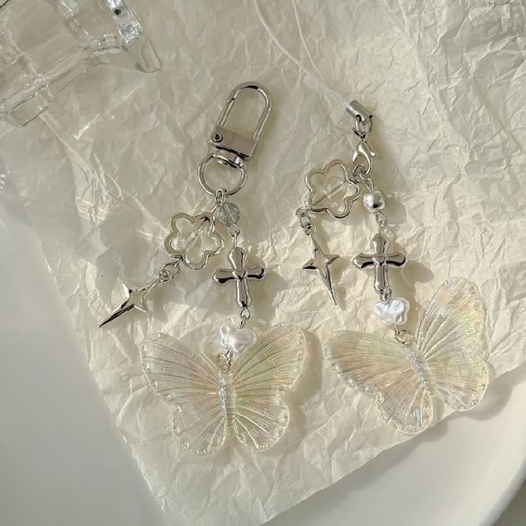 Beautiful Butterfly Phone Ornament Keychain Colorful Butterfly Pendant Phone Chain Accessory Pendant for Keys Backpacks
