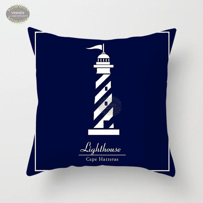 Compass Anchor Pattern Pillowcase Peach Skin Blue Mediterranean Style Gift Living Room Sofa Home Decor Car Seat Cushion Cover