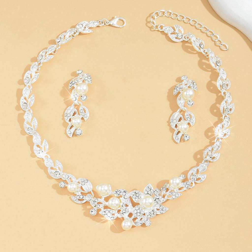 Bridal Jewelry Set Necklace Earrings Two Piece Set for Women