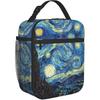 Van Gogh Starry Sky Night Oil Painting Lunch Bag Insulated Portable Reusable Lunch Box With Zipper For Women Men Picnic Beach