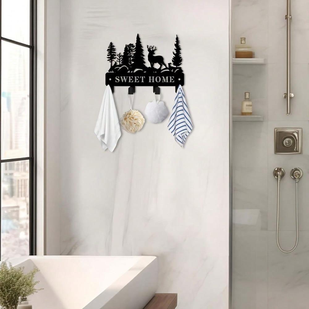 Metal Deer Key Holder Wall Mounted Hook for Keys Hats Office Kitchen Bathroom Porch Durable Art Decor