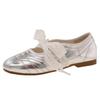 Silver Ballet Style Round Head Inner Height Increase Flat Bottom Shallow Mouth Single Shoes Women's Summer New Versatile Mary Jane Shoes