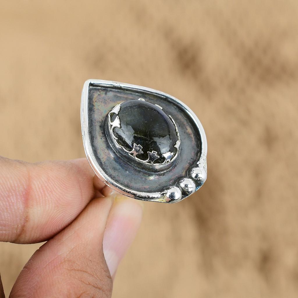 Mothers day Sale Oval Natural Labradorite 925 Silver Daughter Promise New Ring
