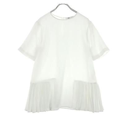 Schönheitsprodukte Kurzarmbluse XS weiß Plissierter Saum Damen Gebraucht