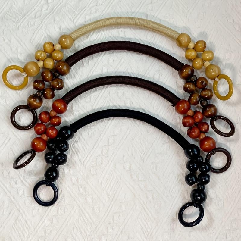 1pcs Nylon Hemp Rope Round Wooden Bead Handles for DIY Handbag, Vintage Ethnic Minimalist Style Wallet Chain Replacement Accessories