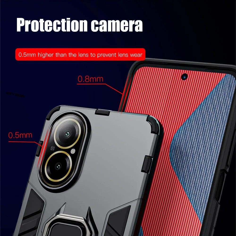 KEYSION Nárazuvzdorné pouzdro pro Realme C67 4G C67 5G C55 C53 C51 Silikonový + PC kovový kroužkový stojánek Kryt telefonu pro OPPO Realme Note 50