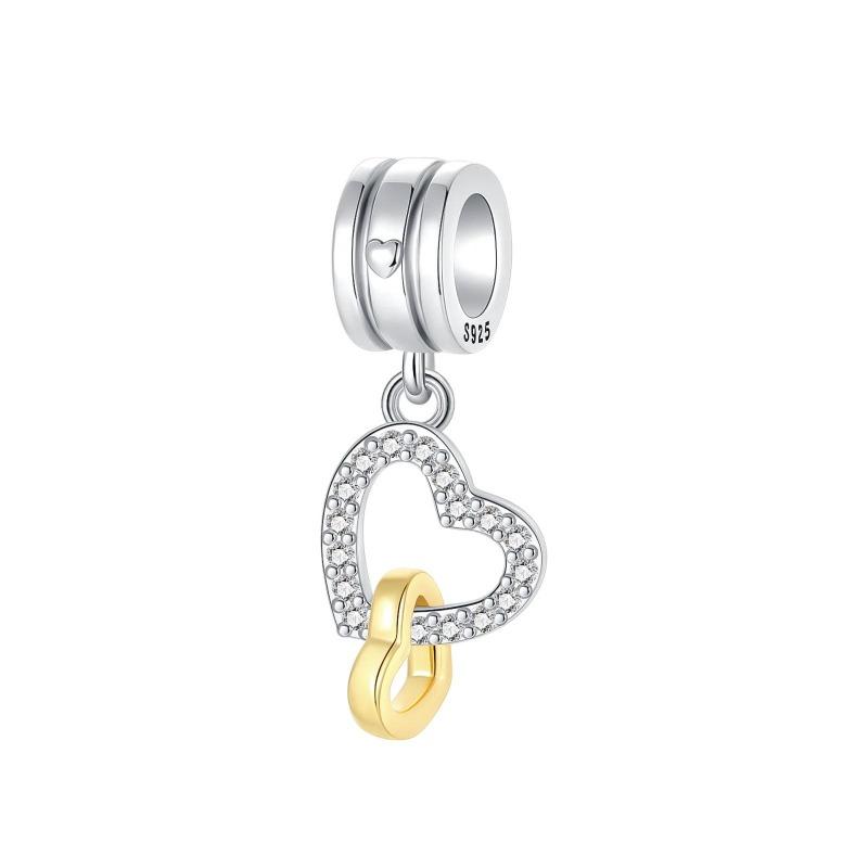 Sparkling Birthstone Charms Copper Heart Key Birthday Pendant Fit Original Necklace Bracelet Women Jewelry Diy Gift