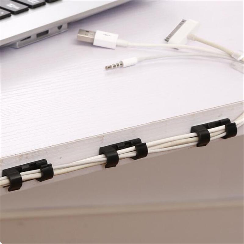 

20 шт. Органайзер для кабельных зажимов, держатель для кабеля, самоклеящийся органайзер для шнура, кабельный органайзер, фиксированный зажим, намотчик проводов чёрный