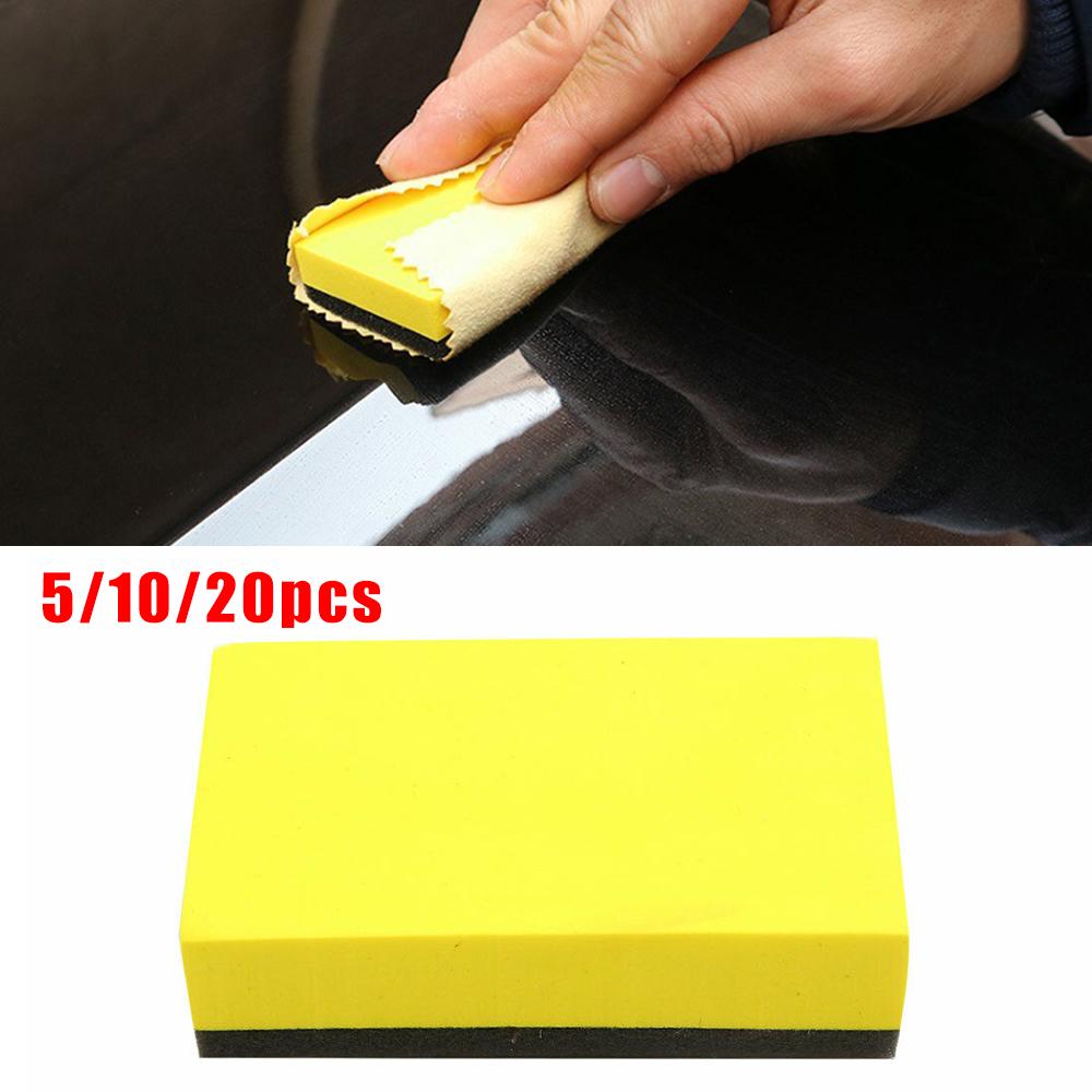 5/10/20PCS Sponge Brush Car Cleaning Detailing Foam Pads Polishing Sponge Tool Waxing Yellow Top Sale Hot Sale