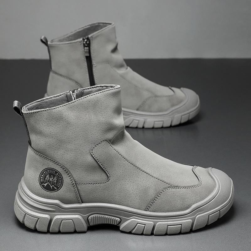 Snow boots winter velvet thickened warm cotton shoes integrated waterproof and non-slip thick-soled side zipper cotton boots