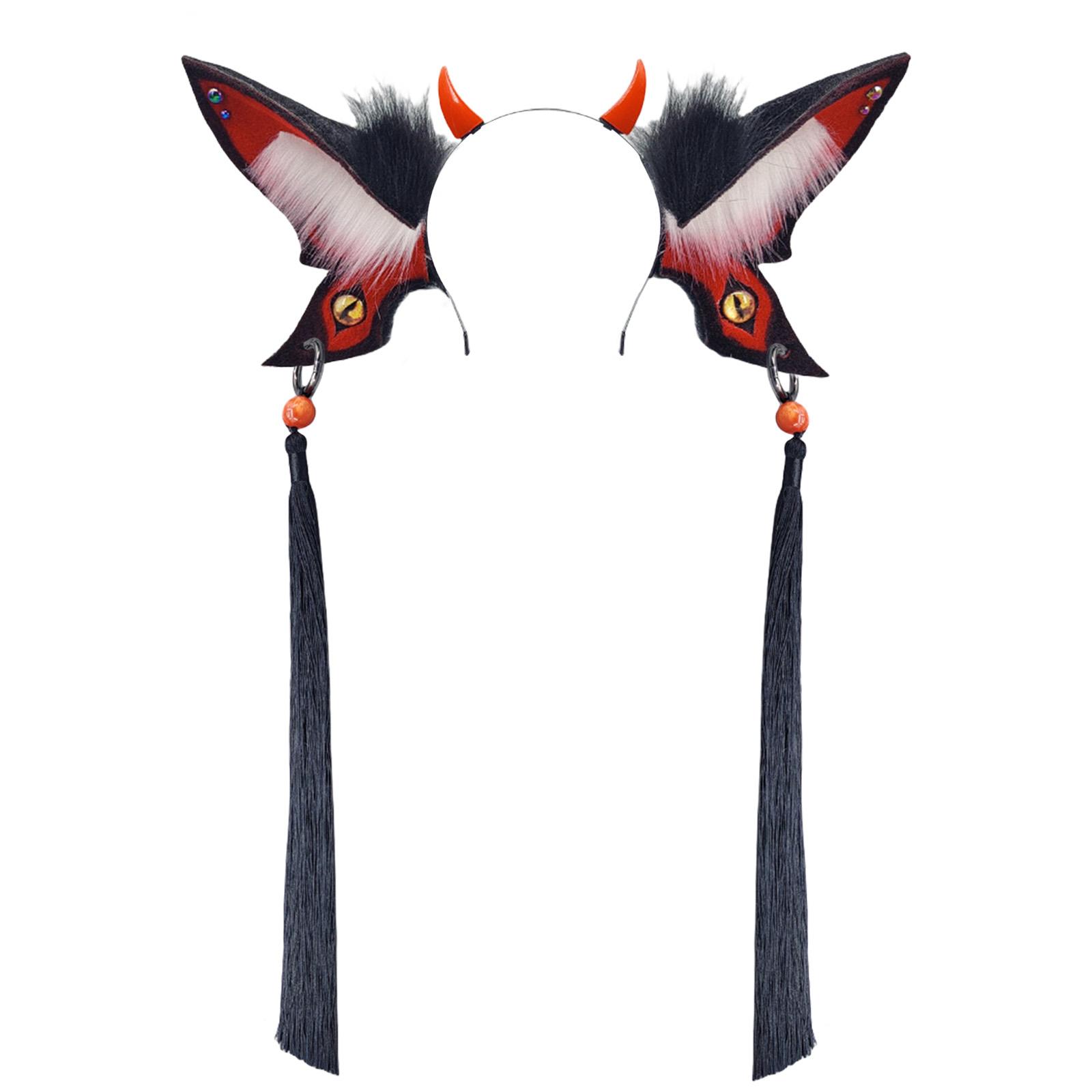 

Butterfly Headbands Party Wear Devil Eye Long Tassels Headwear for Music Festivals Photo Props for Halloween Photography красный