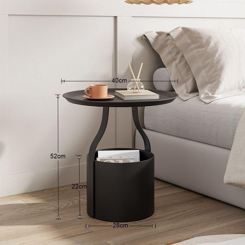Home Wrought Iron Bedside Table & Storage Bucket - Light Luxury Small Corner Coffee Table