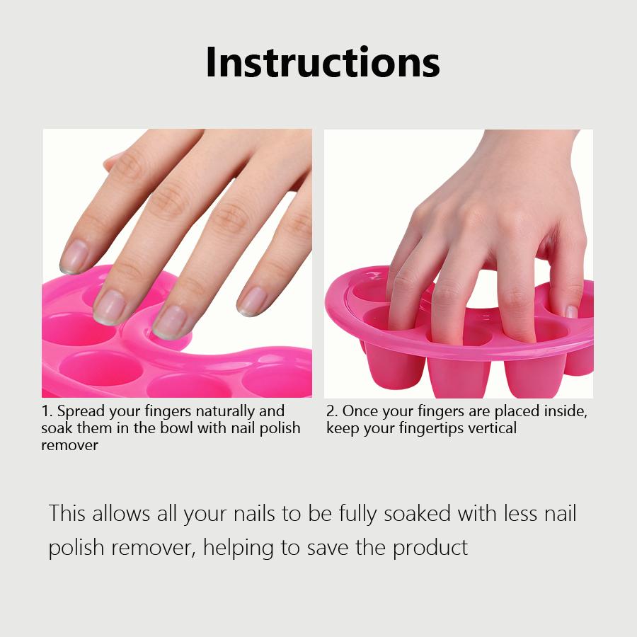 2Pcs Nail Soak Off Bowl, 5-Finger Gel Polish Remover Manicure Soaking Tray for Cuticle Care Softener