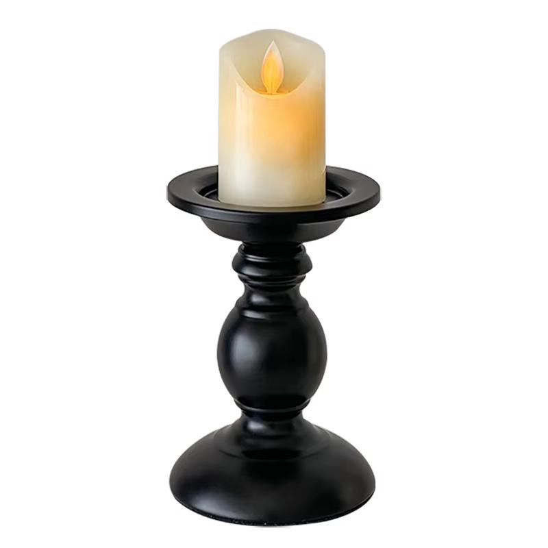 American Retro Black Iron Candle Holder Table Decoration Ornaments Aromatherapy Candlestick Roman Pillar Candle Holder