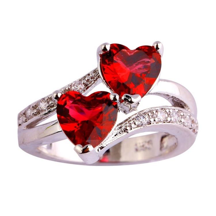 Double Heart Zircon Women s Ring - Elegant European & American Style Jewelry Size 10