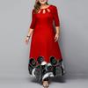 Plus Size Winter Digital Gold Maxi Print Women Dress Elegant Long Women Wedding Party Night