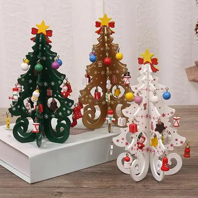 1 Stück Weihnachtsdekorationen Kreativer Holz-Weihnachtsbaumschmuck Heim-Desktop-Partydeko Weihnachten Neujahr Kindergeschenke