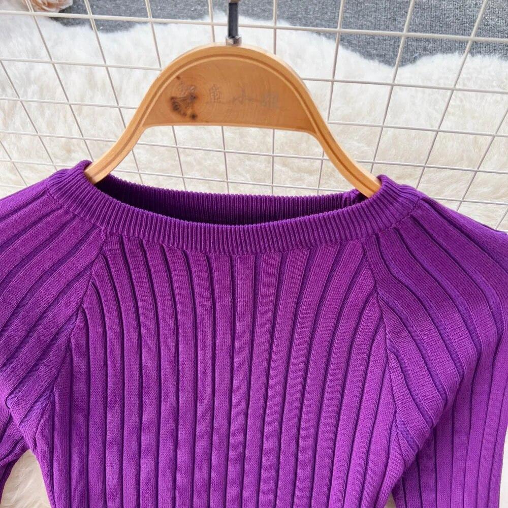 Women Autumn Knitted Dress O Neck Sexy Slim Elastic Oversized Basic Bodycon Long Dress Winter Knit Warm Sweater Dresses