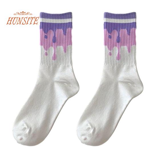 

1 пара носков до середины икры с корейской вышивкой в ​​виде сердца, каваи, соответствующие цветам в стиле хип-хоп, противоскользящие, мягкие, без запаха, впитывающие пот женские спортивные носки Four Seasons