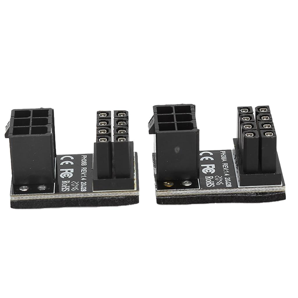 2pcs Power Adapters 6Pin Female to 8pin Male 180 Degree Angled Connector For Desktops Graphics Card