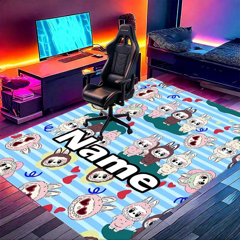Custom Name Personalized Labubu Print Carpet, Versatile Home Decor Rug, for Playroom, Apartment, Balcony, Entryway, Hallway Gift