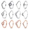 Original 925 Silver Rings For Women Love Heart Crown Wishbone Engagement Wedding Ring Rose Gold Luxury Jewelry Gift