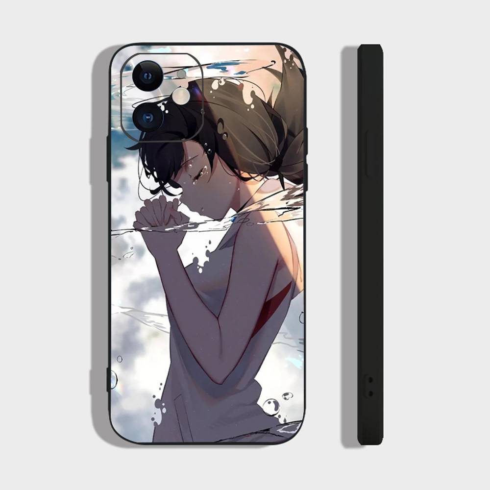 W-Weathering With You Animation Phone Case For IPhone 17 Air 16 15 14 13 Pro Max 11 12 Black Silicone Cover