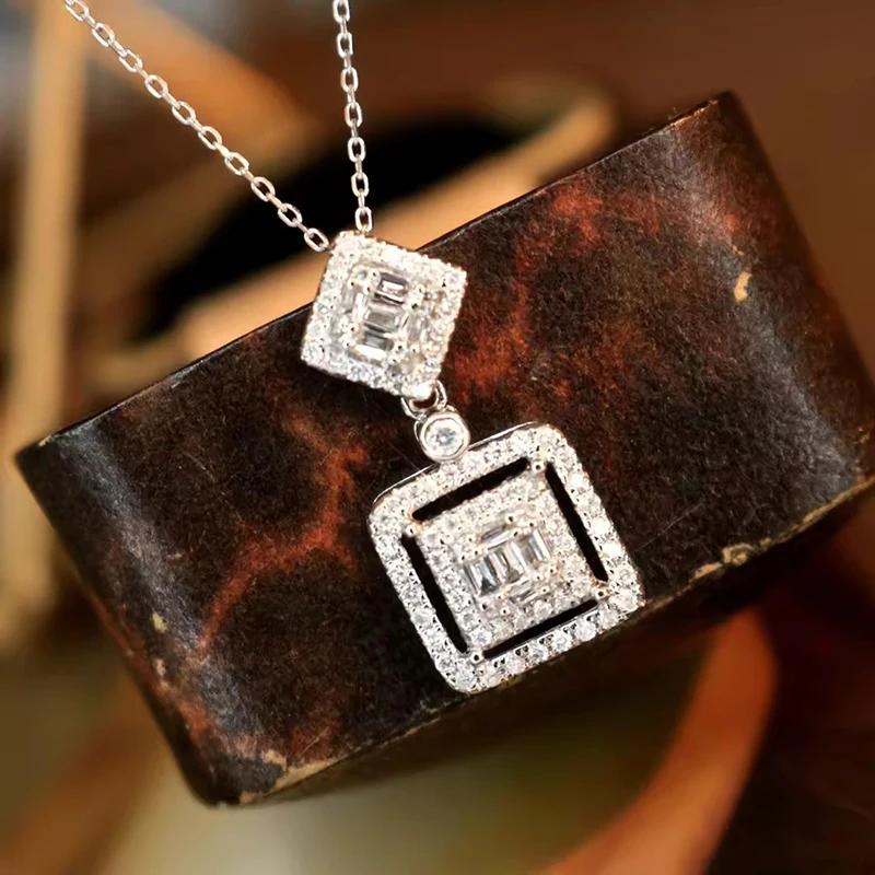 Huitan Charming Delicate Pendant Necklace for Women Graceful Brilliant Cubic Zircon Accessories Versatile Trendy Wedding