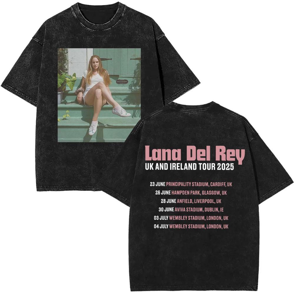 Washed Vintage WashedLana Del Rey  Tour Tshirt Men Women Hip Hop Fashion Pop Music Tshirts Unisex Casual Cotton T Shirts