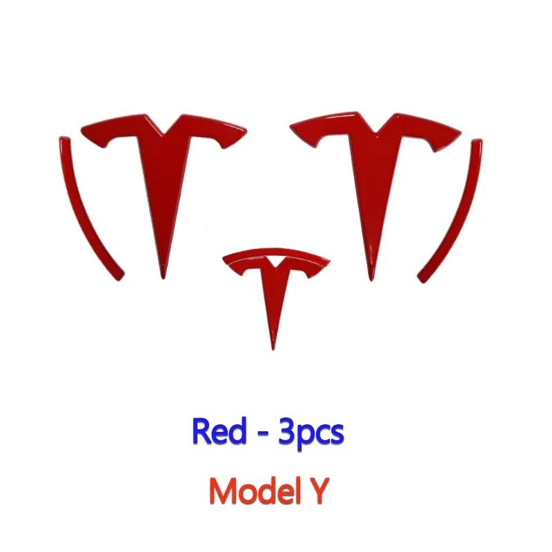 Car Sticker Tesla ABS Car Steering Wheel Rear Trunk Badge Overlay Sticker for Tesla Model 3 Model Y Front Hood Cover Emblem Modi