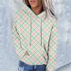 Women's Fashion Casual Long Sleeve Plaid Floral Print Hooded Sweatshirt