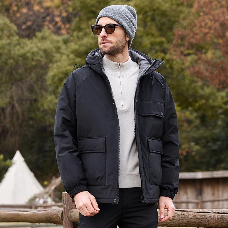 Down jacket men's winter new fashion big pocket hood cold protection thickened warm fashion trend jacket men's clothing