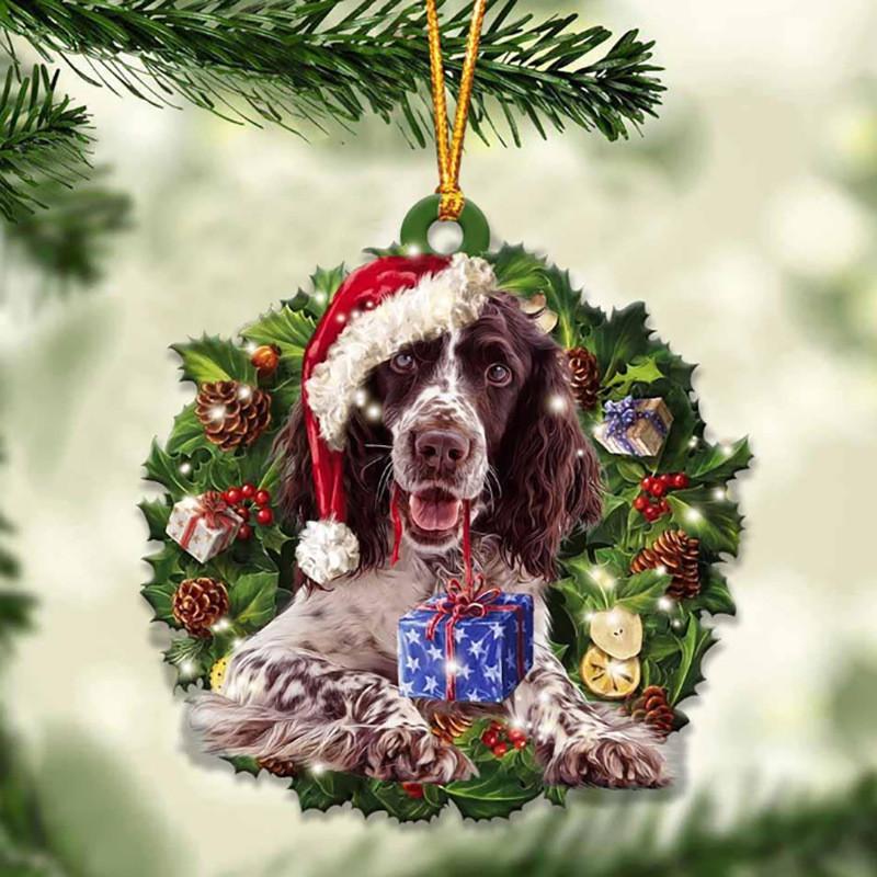 Cute Christmas Acrylic Dog Hanging Decor For Rearview Mirror And Home Spaces