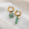 Asymmetrical geometric colored natural stone earrings, earrings, new Chinese earrings, ethnic style ear jewelry