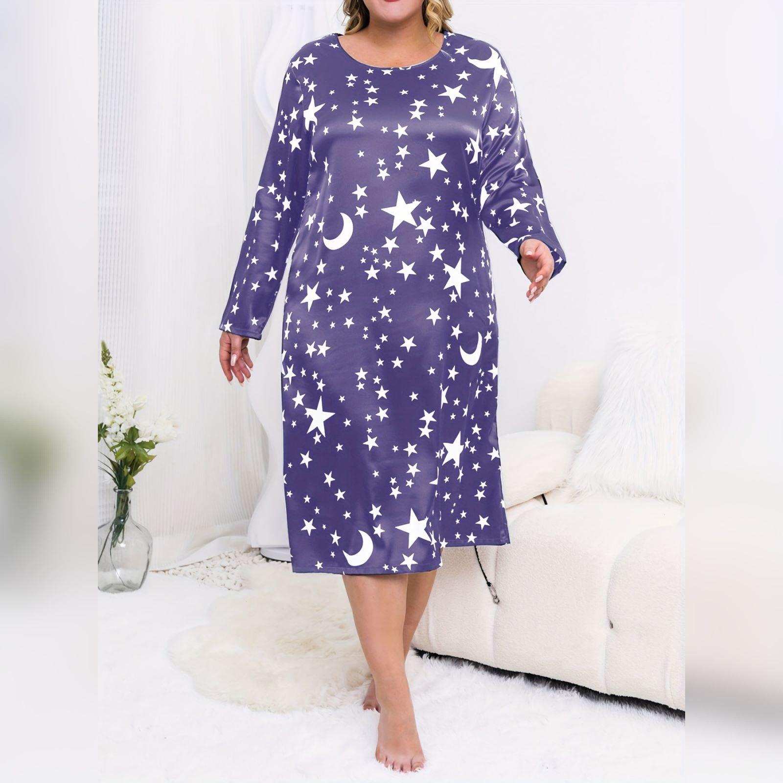 

Женская ночная рубашка больших размеров - Повседневная удобная домашняя одежда для сна XL фиолетовый