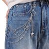 Trendige mehrlagige Metall-Hüftkette mit hohlen Sternanhängern - Vielseitiges Hip-Hop-Hosenaccessoire