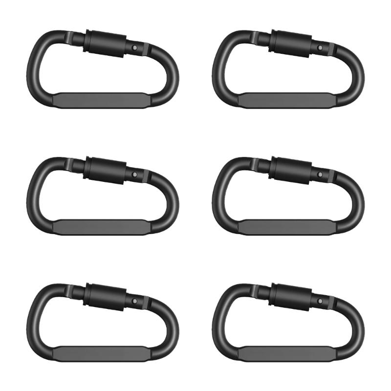 6Pcs Aluminum 20KG D Shape Carabiner Backpacking Climbing Buckles with Screw Gate For Safe Climbing Sport and Adventure