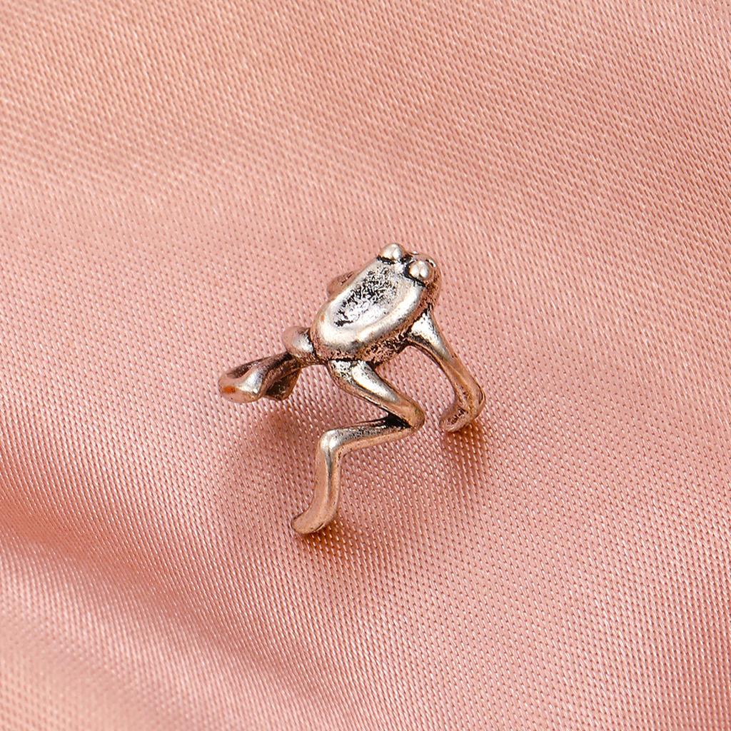 Silver Tone Frog Ear Cuff, No-Piercing Climber Frog Ear Wrap Clip for Women