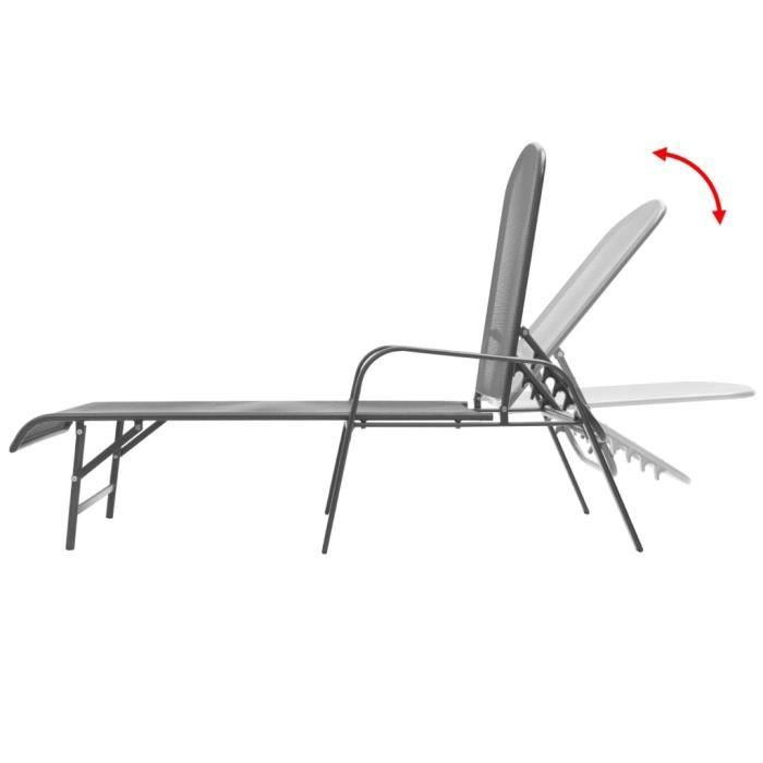 Chaises longues - vidaXL - 2 pcs - Acier - Dossier inclinable 5 positions - Anthracite