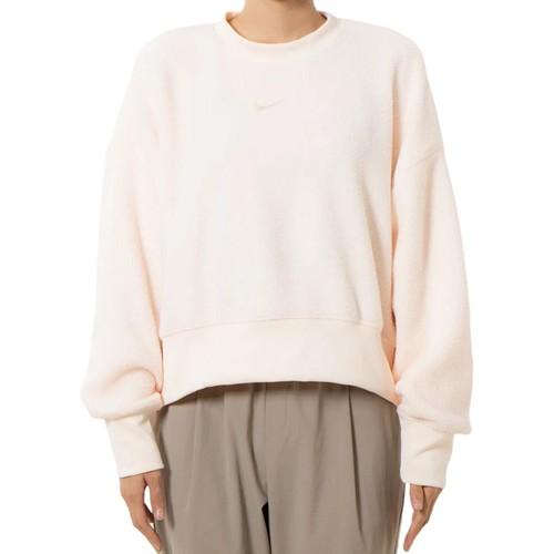 Nike Women's Solid Color Pullover Long-Sleeve Sweatshirt in Beige