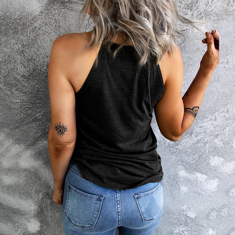 IHUASU Summer Halters Vest Women Wear Solid Color Slim-fit Sleeveless Round Neck Blouse Women