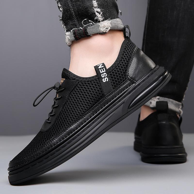 Men'S Shoes Sports And Leisure Hollow Breathable Mesh Shoes Men'S Leather One-Pedal Soft-Soled Hole Sandals