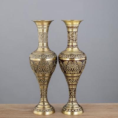 Creative Zinc Alloy Flowers Vases for Artificial Flowe Elegant Green Bronze Vase for Home Office Living Room Tabletop Decorative