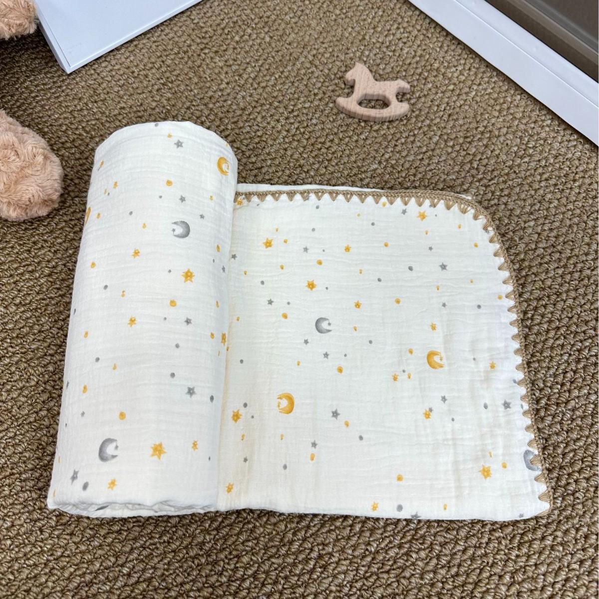 Soft Pure Cotton Double-Layer Gauze Swaddle Blanket for Newborns 100x110 cm