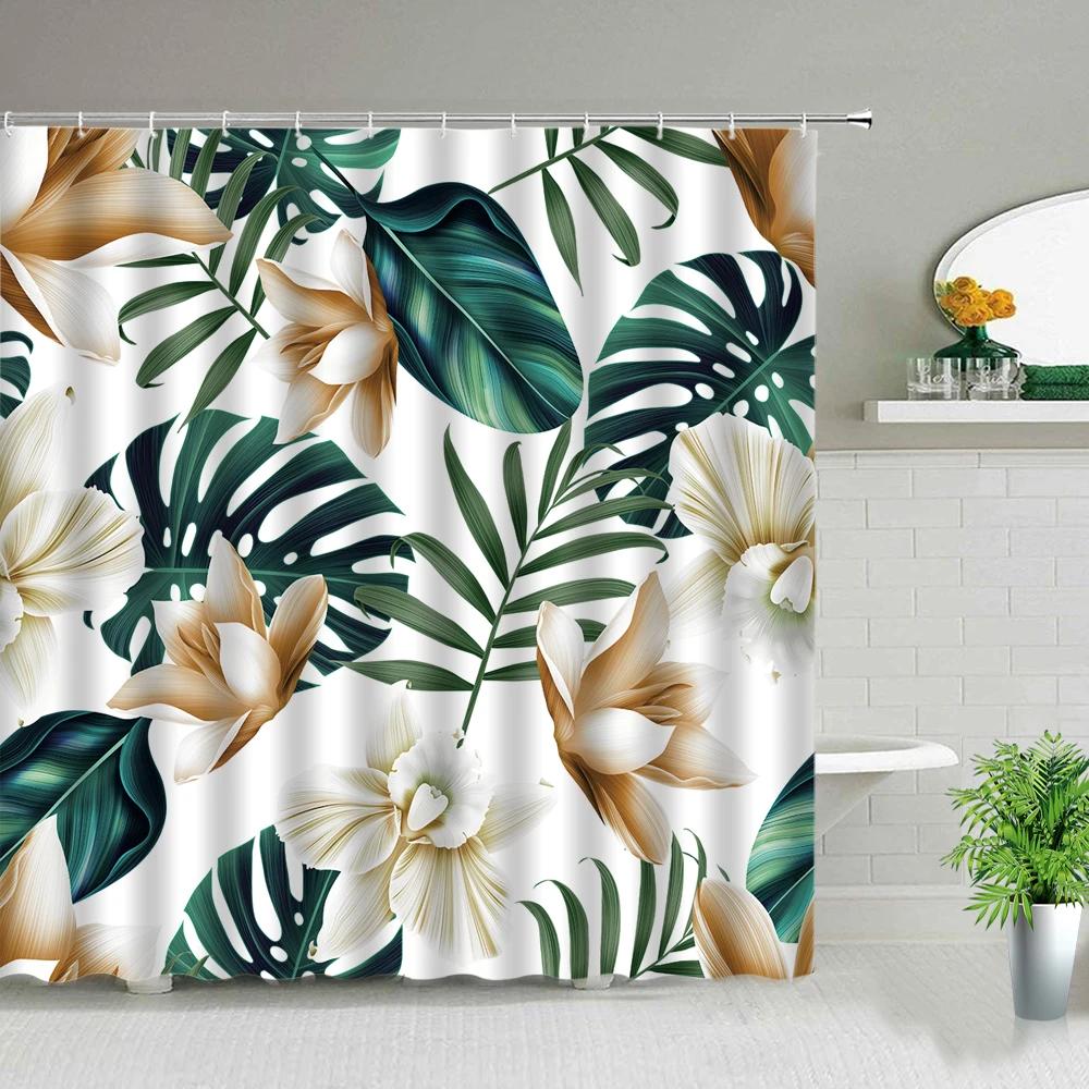 Sunflower Flower Wood Grain Plant Scenery Bathroom Shower Curtain Cactus Butterfly Bee Floral Landscape Bath Curtains With Hooks