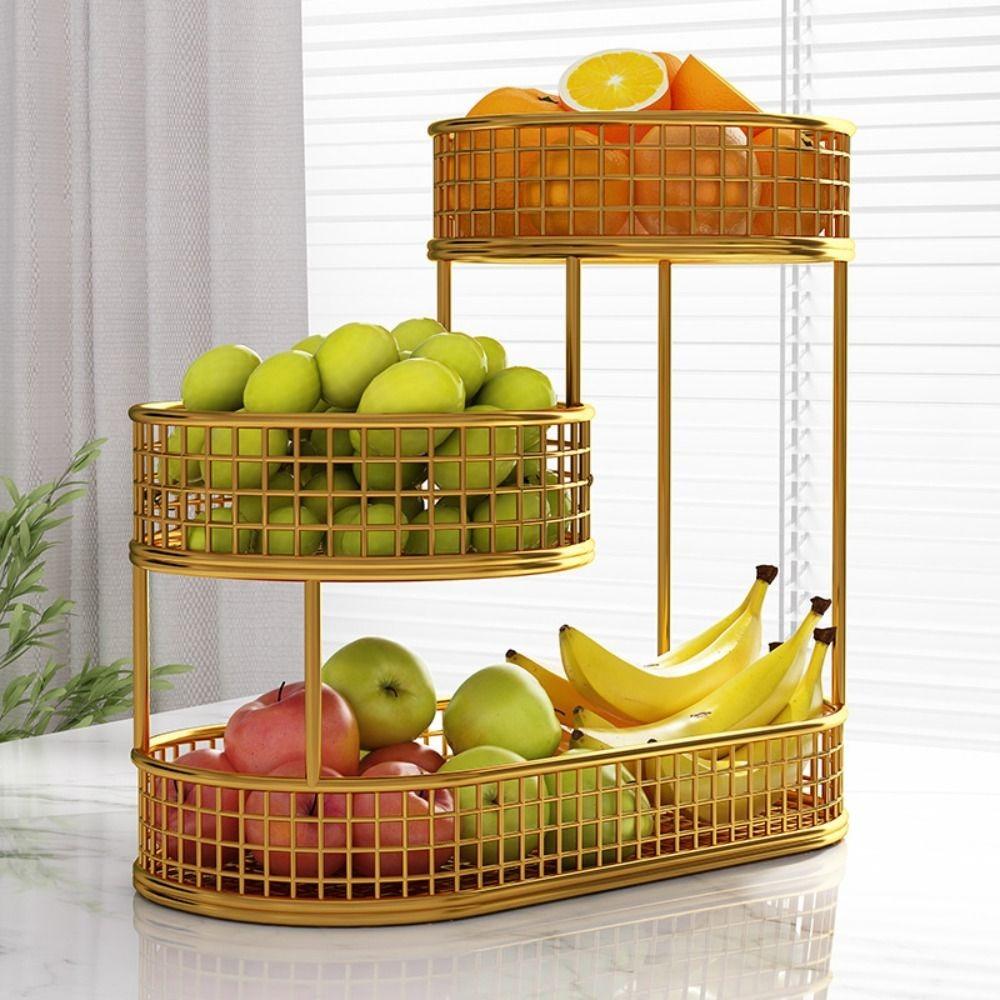 Multi Layer Countertop Fruit Basket Storage Fruit Vegetable Shelf Vegetable Rack Stand  Desktop