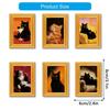 Set of 6 Cute Cats Design Art Print Wooden Frame Magnetic Sticekr for Refrigerator Decors Famous Painting Fridge Magnets