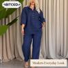 Women's Fashion Casual Summer Spring POLO Neck Short Sleeve Pants Suits