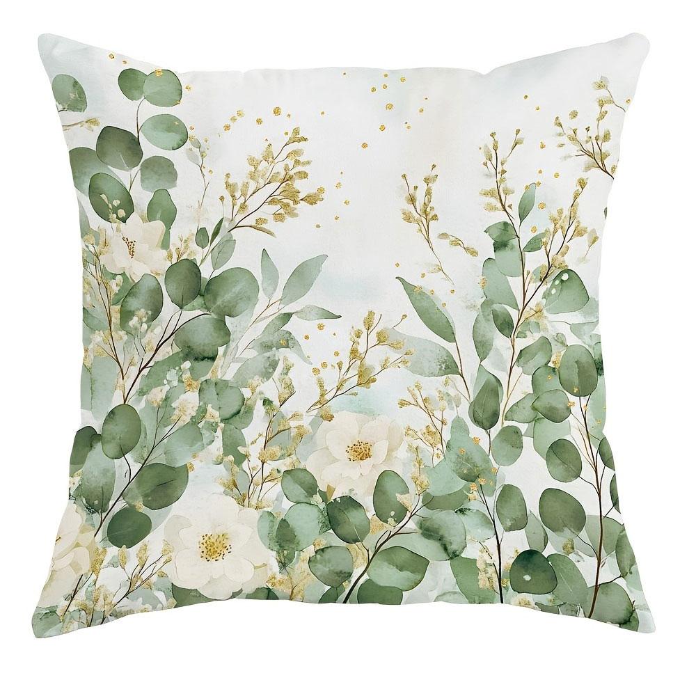 

Наволочка с цветочным узором из свежих зеленых растений, домашний декор, для дивана в гостиной, полиэстеровая наволочка на подушку с молнией 16x16Inch