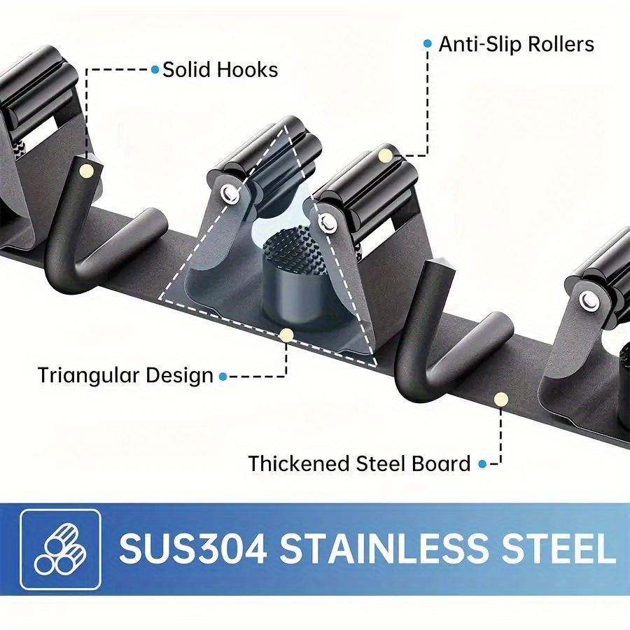 Wall-MountedTool Storage Rack with 4 Racks and 5 Hooks,Multifunctional Shelf for Kitchen,and Outdoorgarage Storage Space Saving